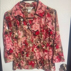 Floral Pink and Red Women's Top